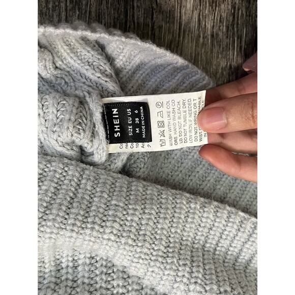 SHEIN Women’s Size Medium Gray Half Zip Chunky Knit Sweater Collared Pullover - Picture 3 of 7